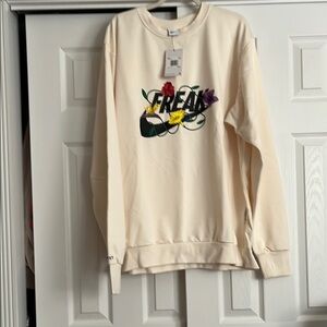 Nike Cream Sweatshirt with Floral Design freak design